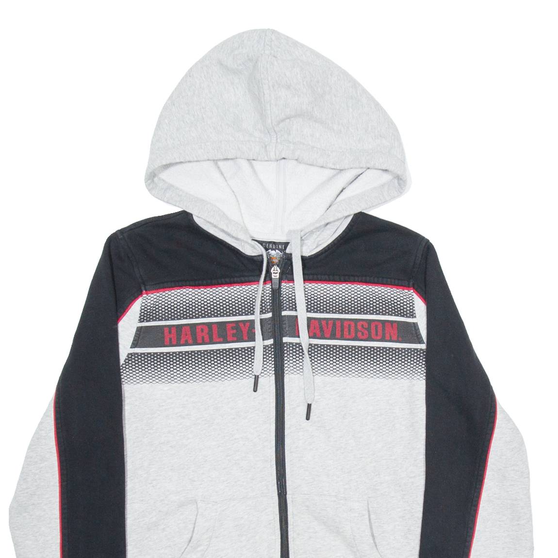 HARLEY DAVIDSON Mens Grey Hoodie Full Zip M