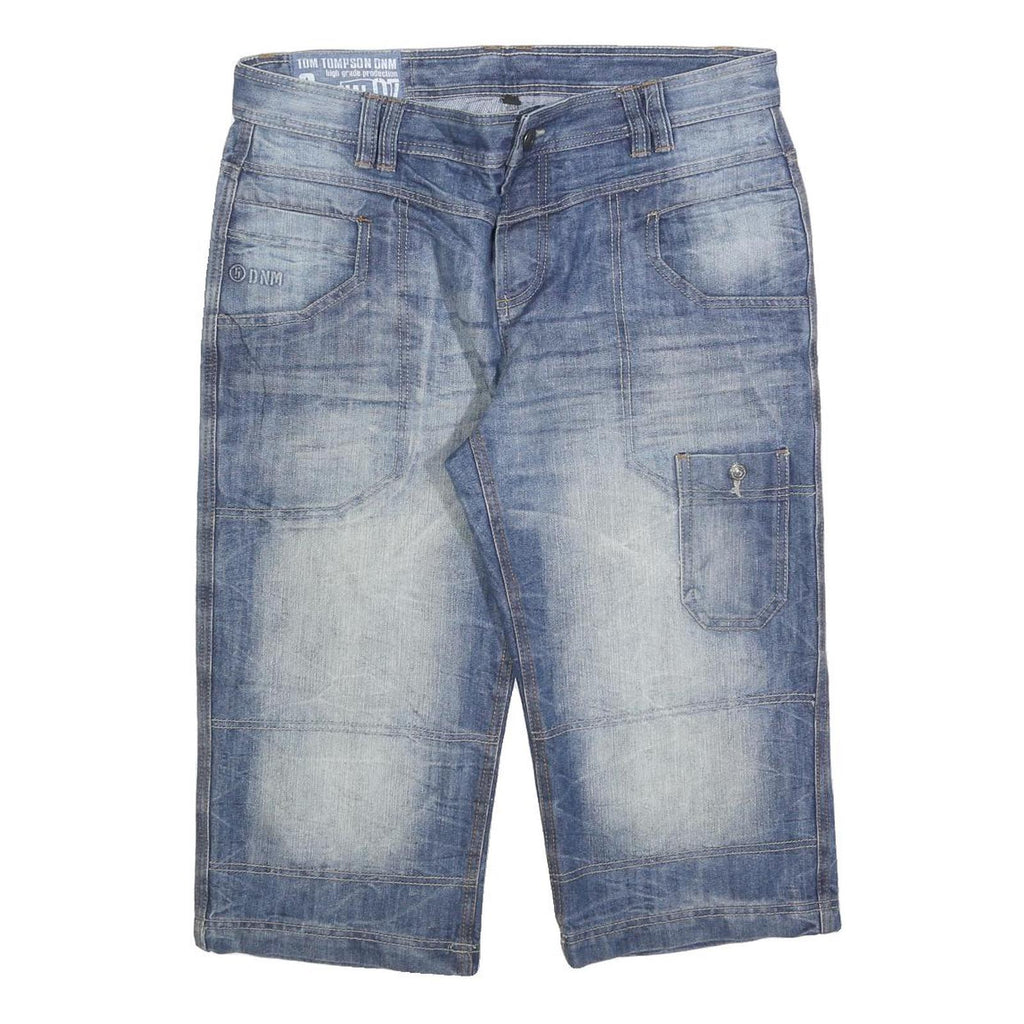 TOM TOMPSON Mens Denim Blue Casual Shorts L W36 Comfortable Cotton Blend