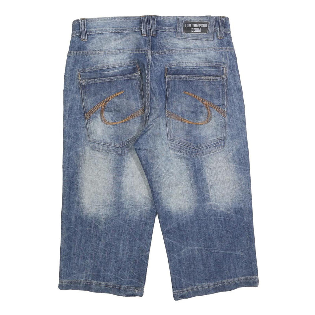 TOM TOMPSON Mens Denim Blue Casual Shorts L W36 Comfortable Cotton Blend