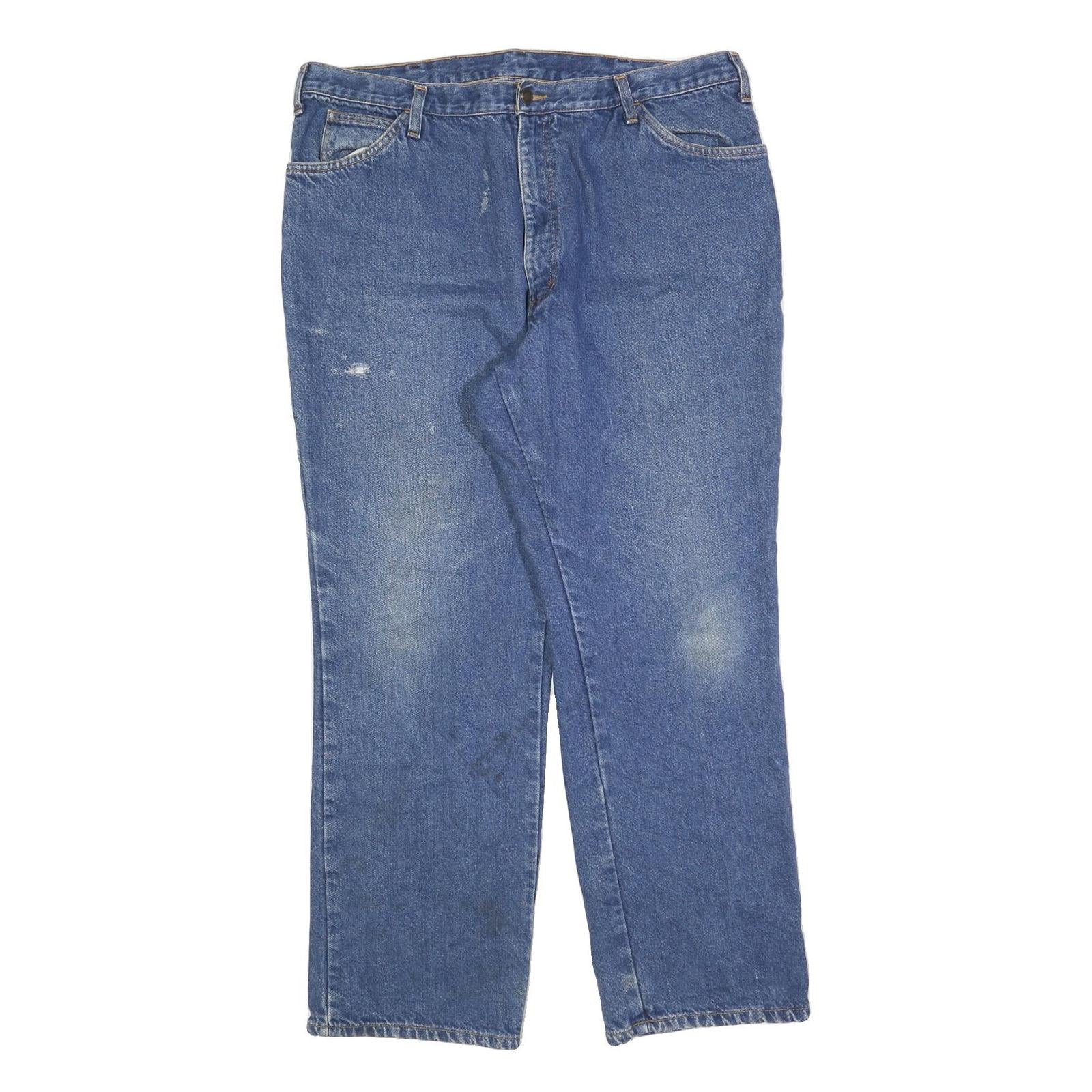 DICKIES Mens Blue Relaxed Straight Denim Medium W40 L32 Zip Cotton Blend Jeans