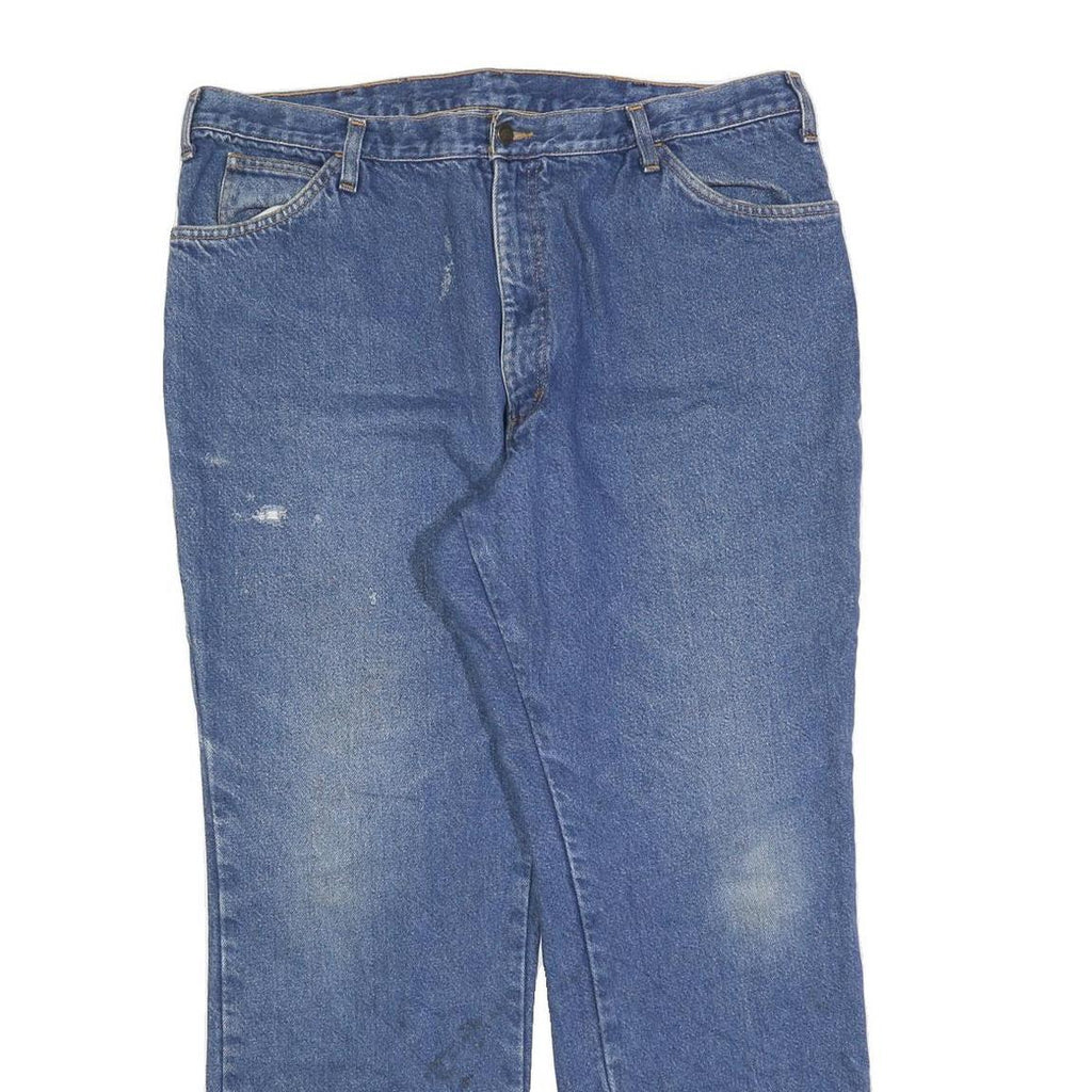 DICKIES Mens Blue Relaxed Straight Denim Medium W40 L32 Zip Cotton Blend Jeans