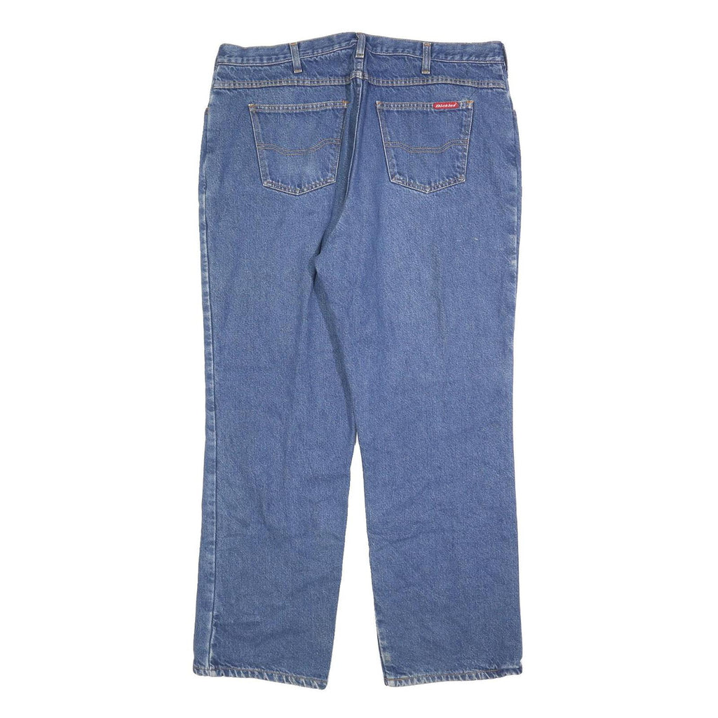 DICKIES Mens Blue Relaxed Straight Denim Medium W40 L32 Zip Cotton Blend Jeans