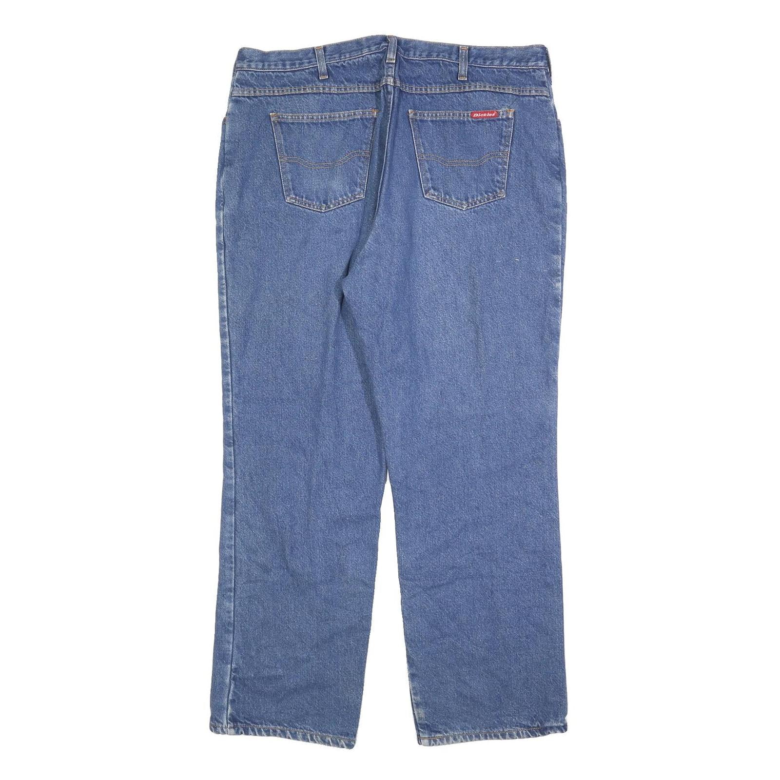 DICKIES Mens Blue Relaxed Straight Denim Medium W40 L32 Zip Cotton Blend Jeans