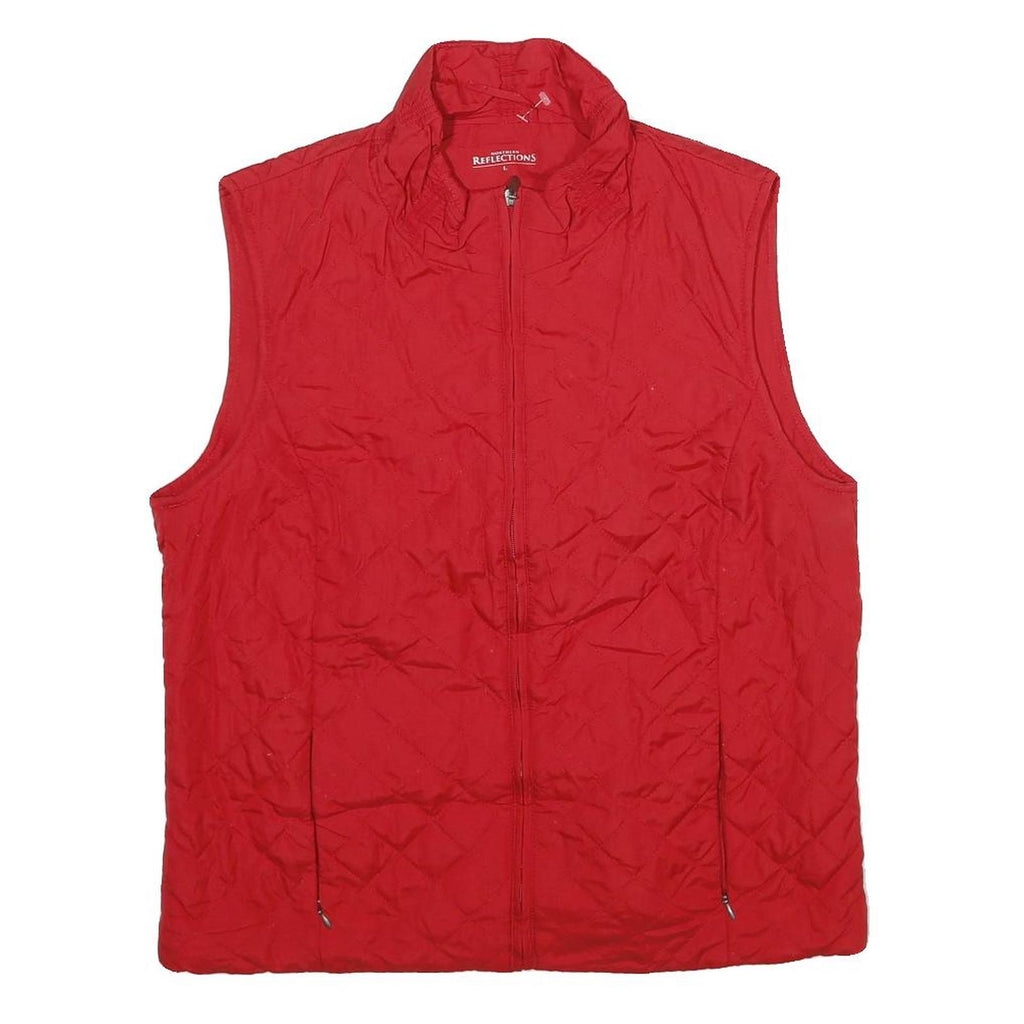 NORTHERN REFLECTIONS Womens Red Quilted Jacket L Polyester Zip Comfort Design