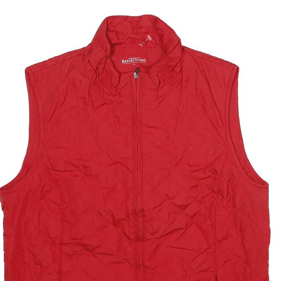 NORTHERN REFLECTIONS Womens Red Quilted Jacket L Polyester Zip Comfort Design