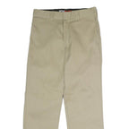 DICKIES Mens Polyester Blend Beige Classic Straight Trousers W34 L32 Workwear