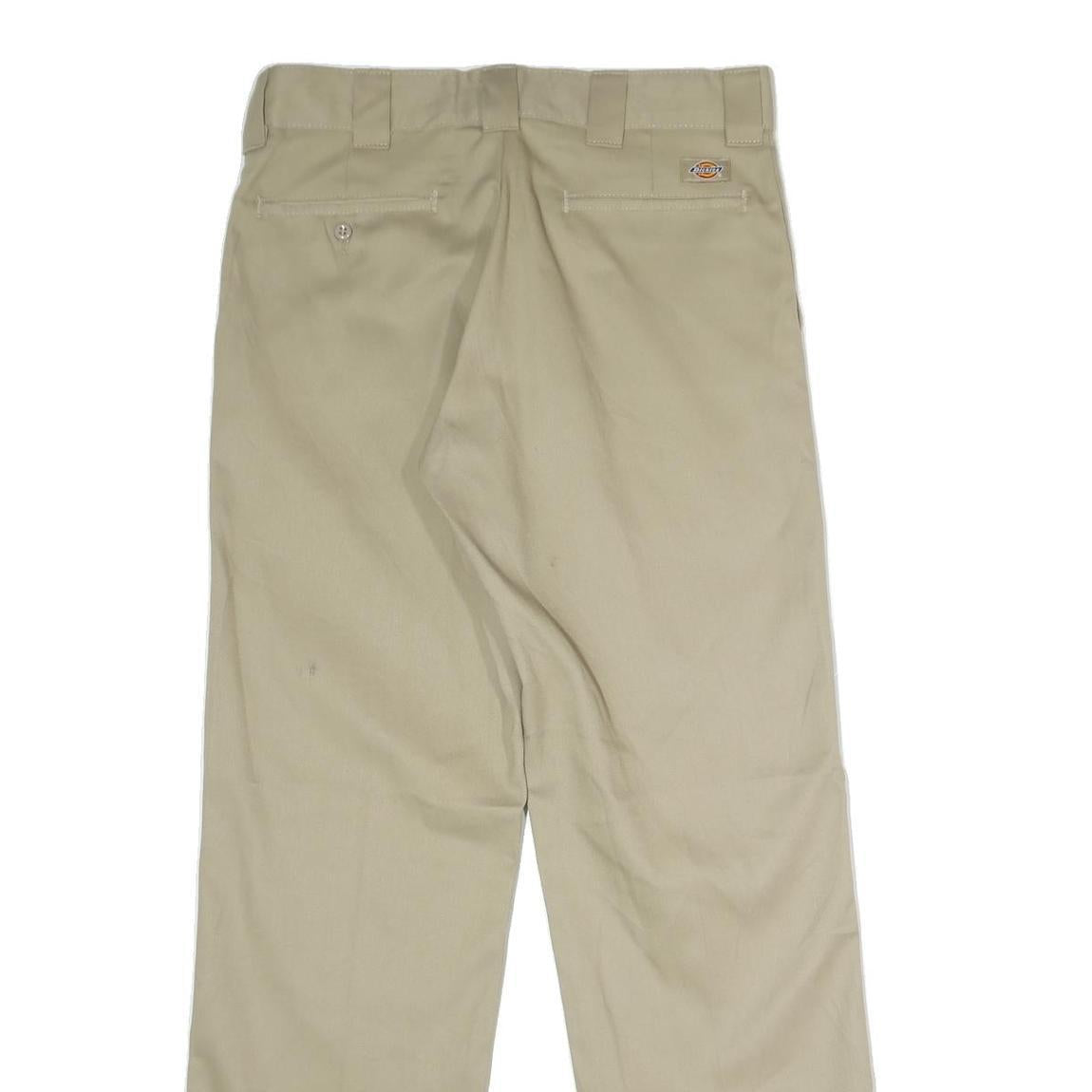 DICKIES Mens Polyester Blend Beige Classic Straight Trousers W34 L32 Workwear