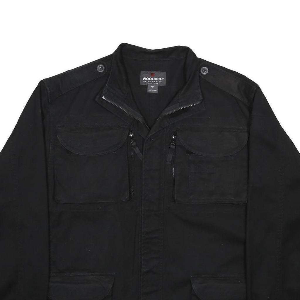 WOOLRICH Mens Black Classic Cotton Jacket M Zip Utility Pockets Casual Wear
