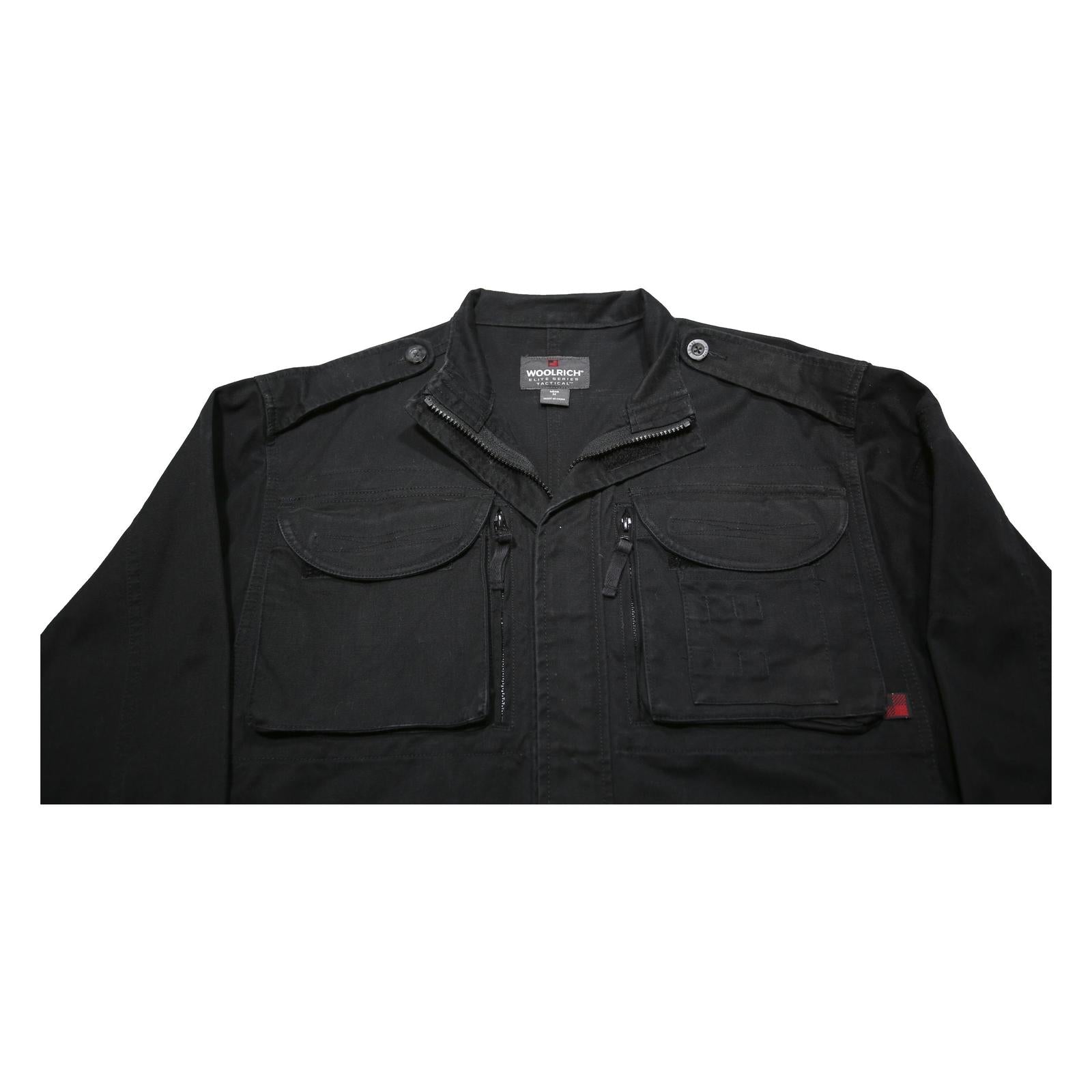 WOOLRICH Mens Black Classic Cotton Jacket M Zip Utility Pockets Casual Wear