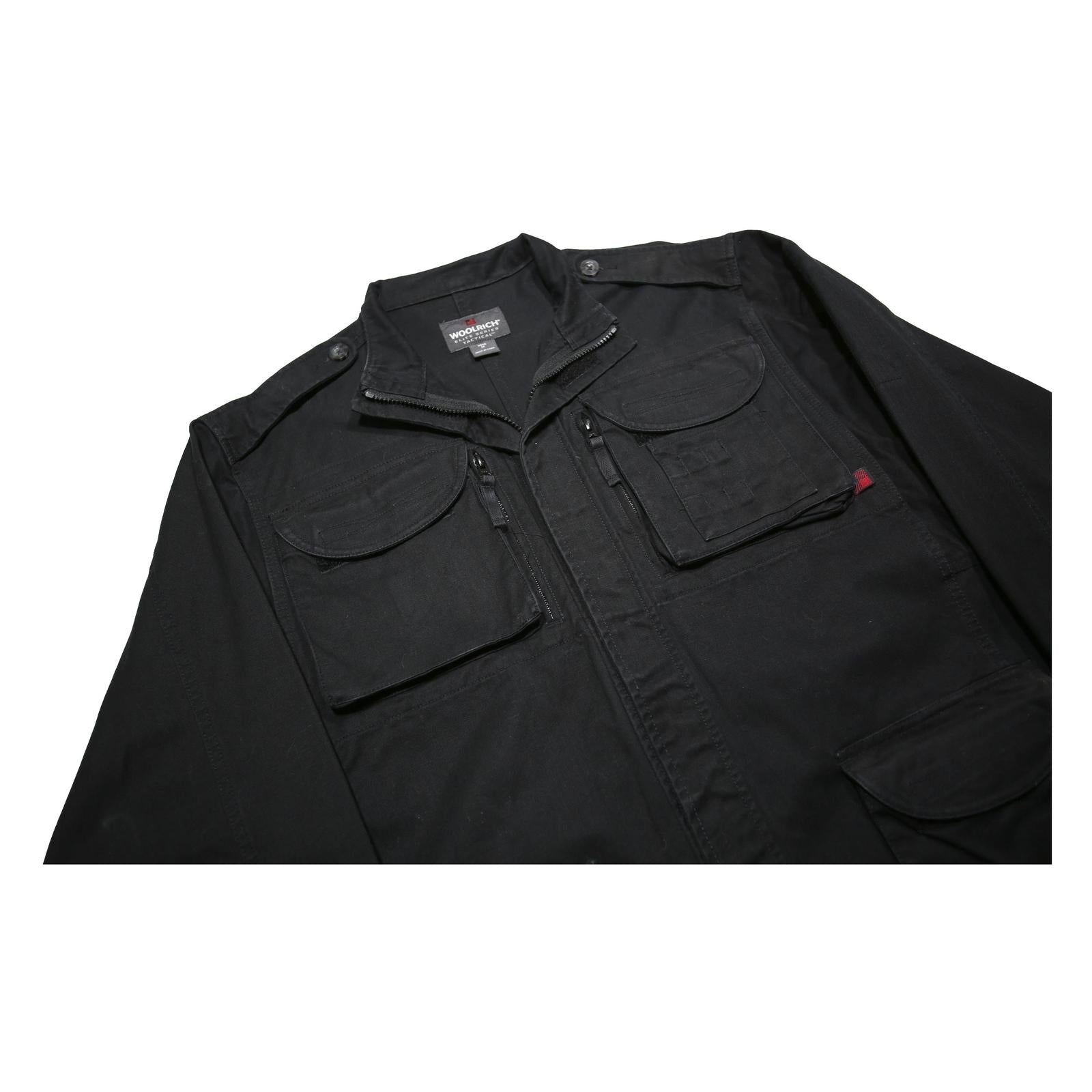 WOOLRICH Mens Black Classic Cotton Jacket M Zip Utility Pockets Casual Wear