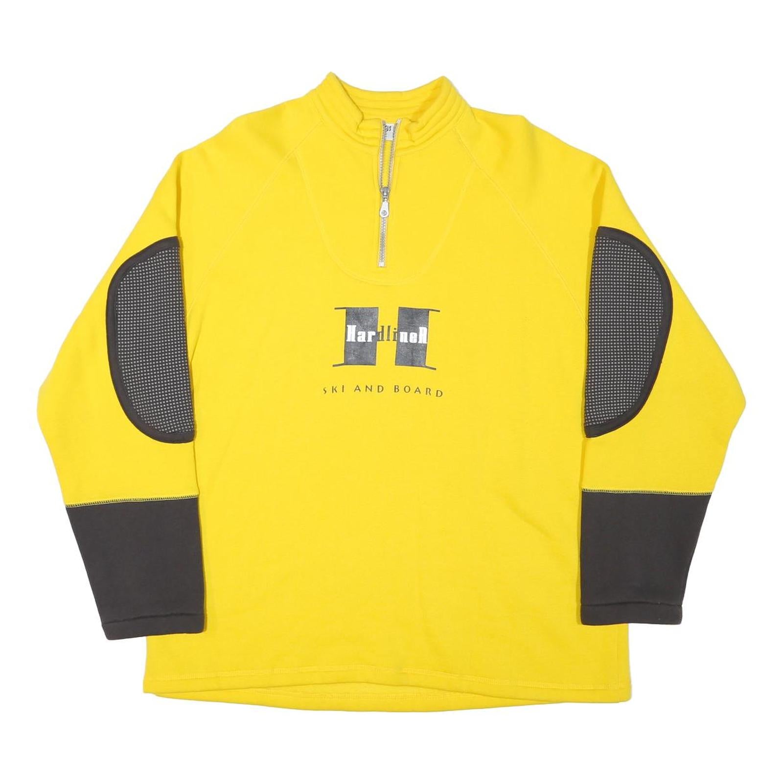 CACTUS Mens Yellow & Charcoal Ski And Board 1/4 Zip Sweatshirt S Pullover Cotton