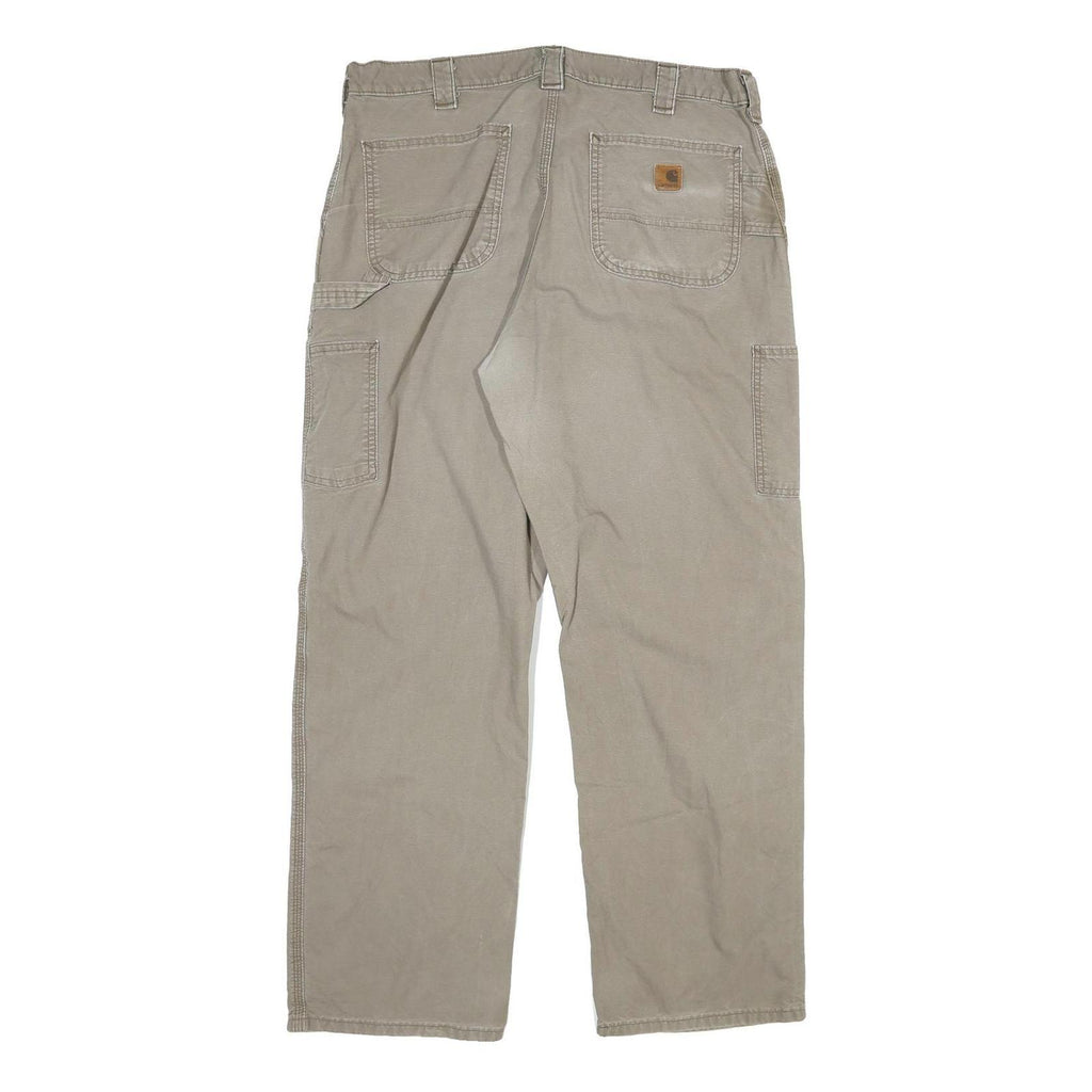 CARHARTT Mens Cotton Blend Relaxed Beige Workwear Trousers W36 L32