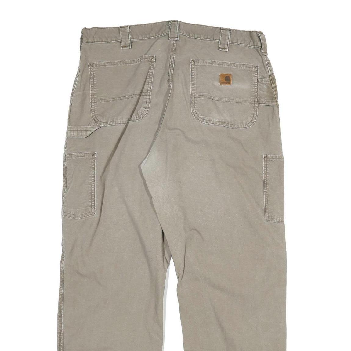 CARHARTT Mens Cotton Blend Relaxed Beige Workwear Trousers W36 L32