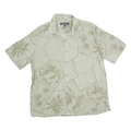 CROFT & BARROW Mens Cream Beige Hawaiian Shirt L Cotton Blend Relaxed Fit Casual
