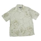 CROFT & BARROW Mens Cream Beige Hawaiian Shirt L Cotton Blend Relaxed Fit Casual