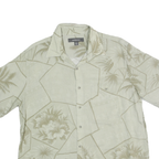 CROFT & BARROW Mens Cream Beige Hawaiian Shirt L Cotton Blend Relaxed Fit Casual
