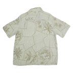 CROFT & BARROW Mens Cream Beige Hawaiian Shirt L Cotton Blend Relaxed Fit Casual