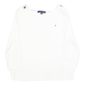 TOMMY HILFIGER Womens White Plain Crew Neck Basic Knit Jumper XL Cotton Blend