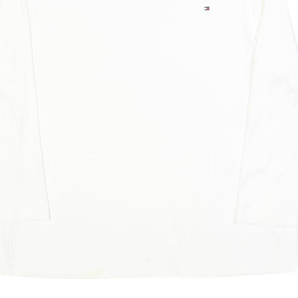 TOMMY HILFIGER Womens White Plain Crew Neck Basic Knit Jumper XL Cotton Blend