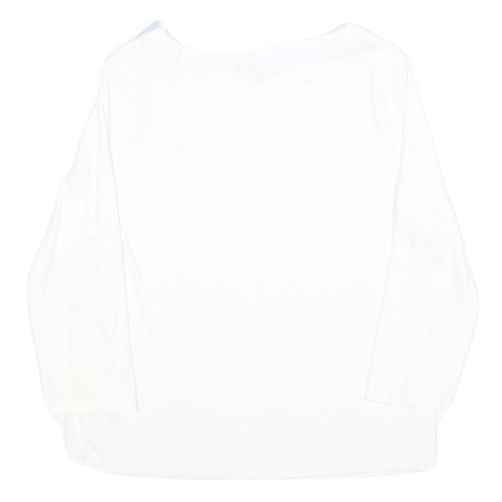 TOMMY HILFIGER Womens White Plain Crew Neck Basic Knit Jumper XL Cotton Blend