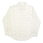 CARRIGE HOUSE Mens Cream & Brown Floral Cotton Blend Shirt L Lightweight Checked