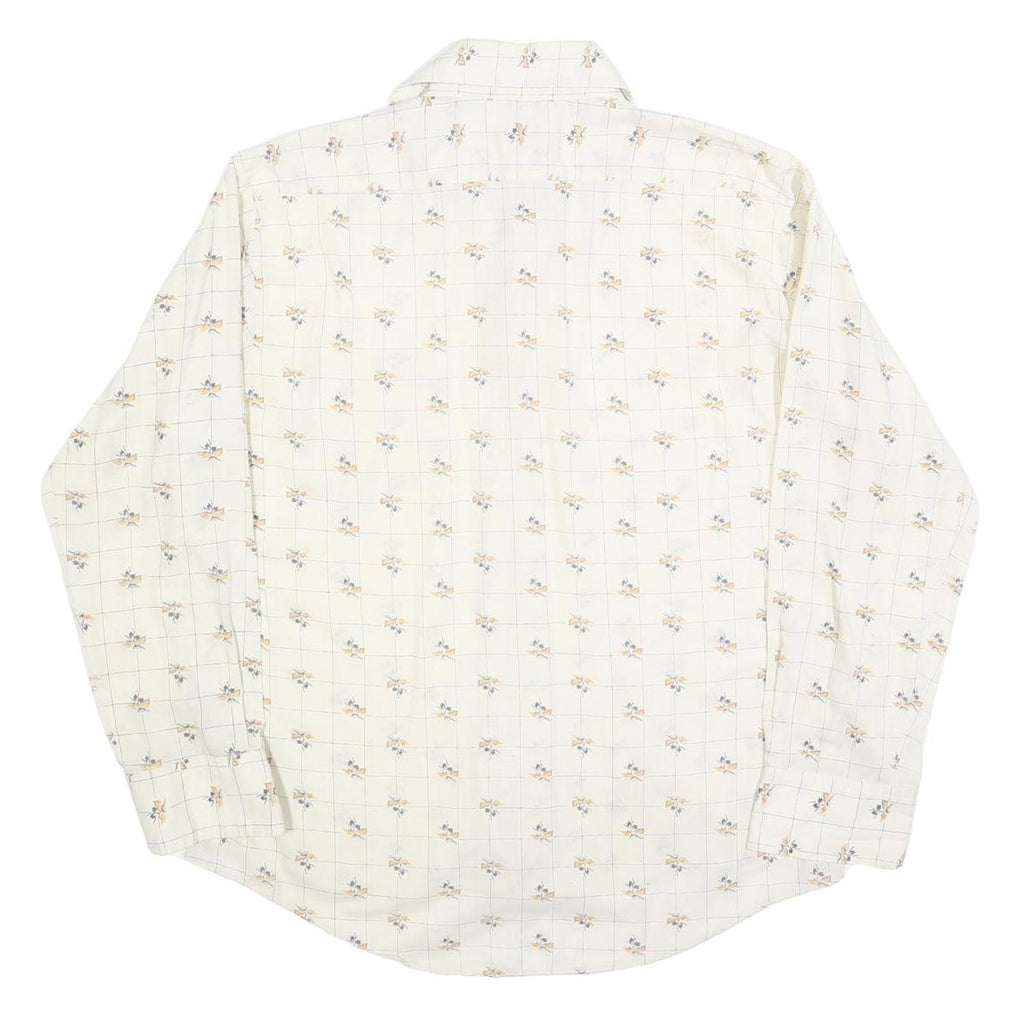 CARRIGE HOUSE Mens Cream & Brown Floral Cotton Blend Shirt L Lightweight Checked