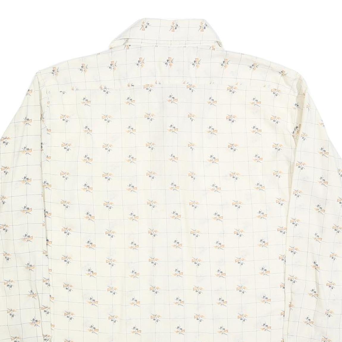 CARRIGE HOUSE Mens Cream & Brown Floral Cotton Blend Shirt L Lightweight Checked