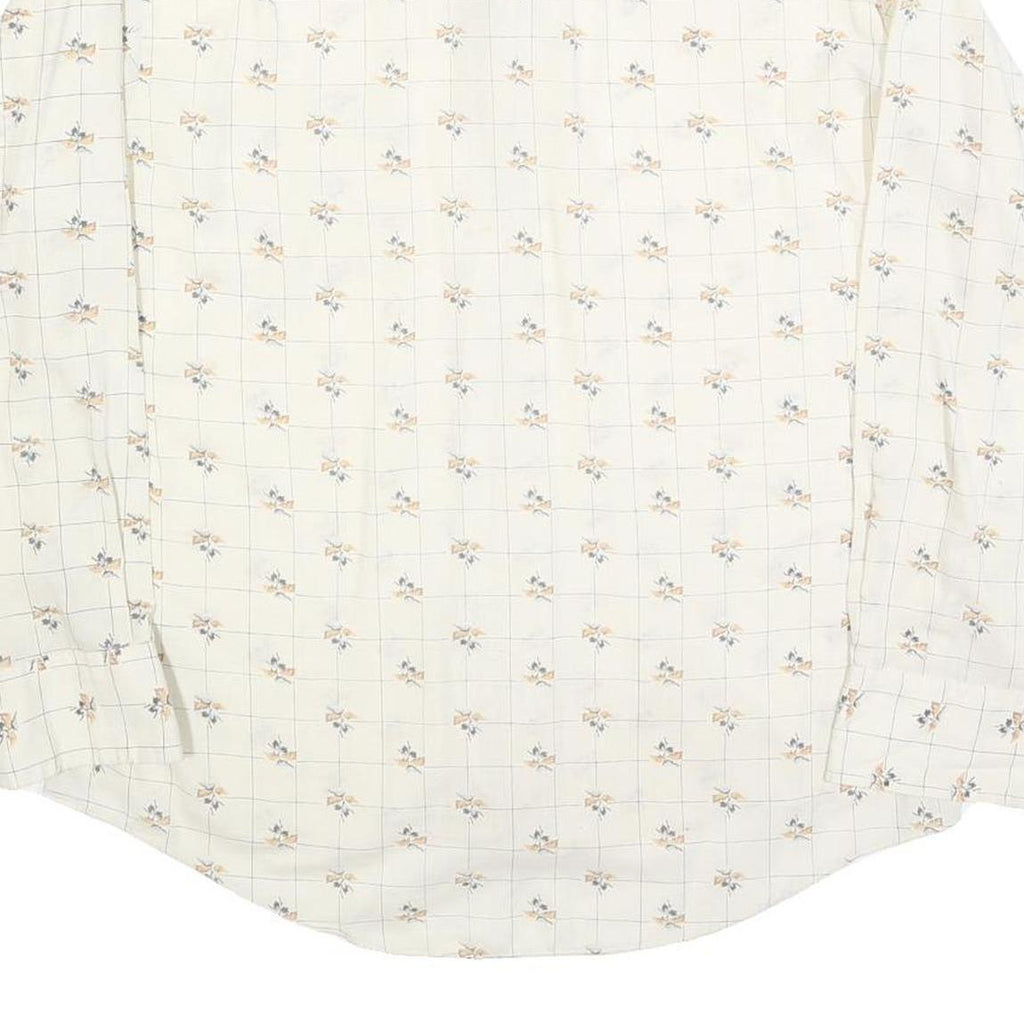 CARRIGE HOUSE Mens Cream & Brown Floral Cotton Blend Shirt L Lightweight Checked