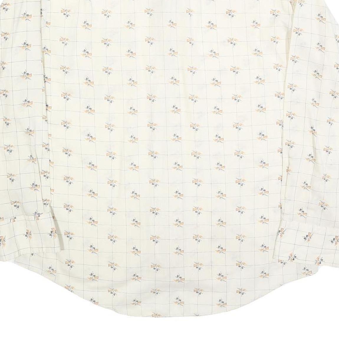 CARRIGE HOUSE Mens Cream & Brown Floral Cotton Blend Shirt L Lightweight Checked