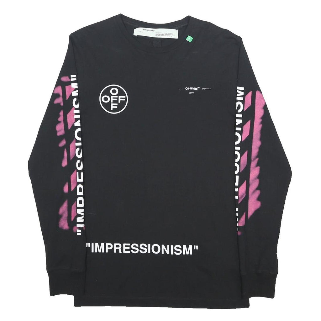 OFF-WHITE Mens Black & Pink Impressionism Graphic Long Sleeve T-Shirt S Crew