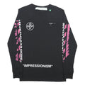 OFF-WHITE Mens Black & Pink Impressionism Graphic Long Sleeve T-Shirt S Crew