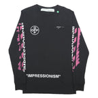 OFF-WHITE Mens Black & Pink Impressionism Graphic Long Sleeve T-Shirt S Crew