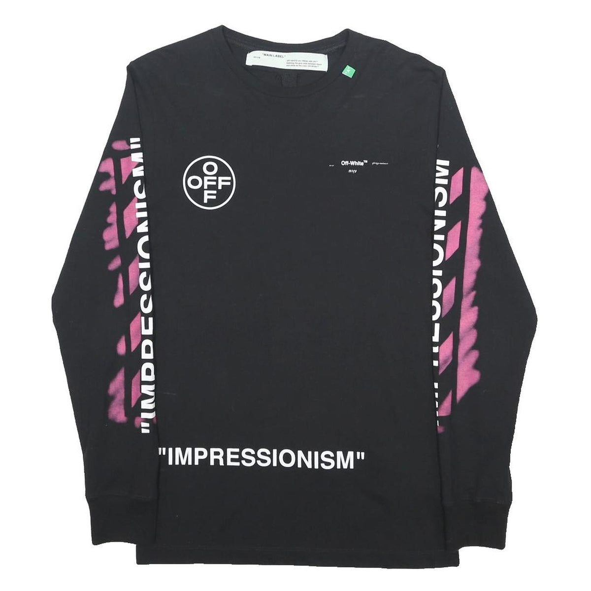 OFF-WHITE Mens Black & Pink Impressionism Graphic Long Sleeve T-Shirt S Crew