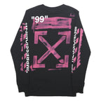 OFF-WHITE Mens Black & Pink Impressionism Graphic Long Sleeve T-Shirt S Crew