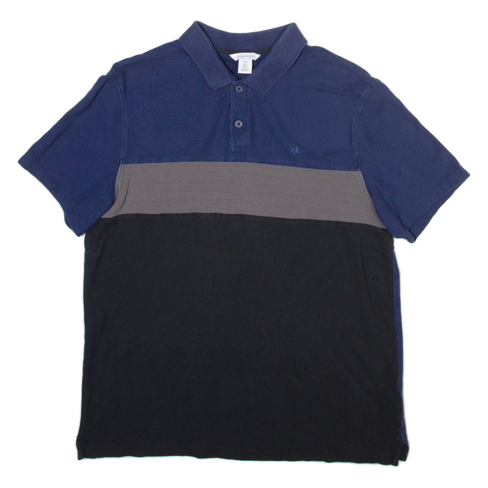 CALVIN KLEIN Mens Polo Shirt Blue Colourblock M