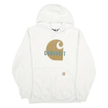 CARHARTT Mens White Hoodie L Cotton Blend Pullover Hooded Sweatshirt