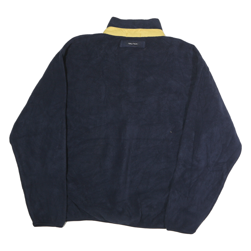 NAUTICA Mens Navy & Yellow Patterned Jumper 1/4 Zip Polyester XL Casual Pullover