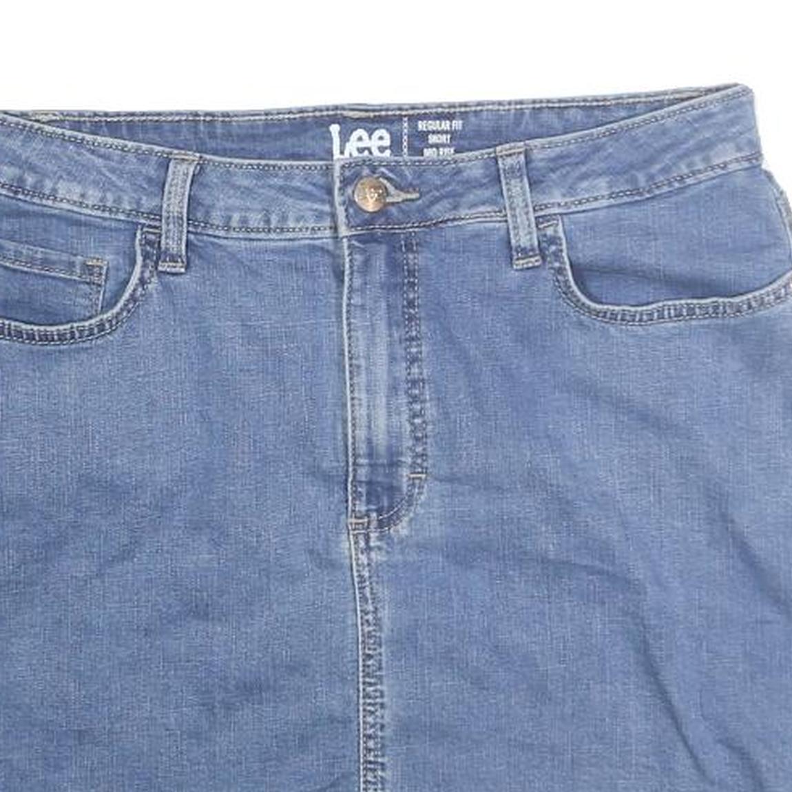 LEE Womens Blue Denim Mini Cotton Skirt M Casual Summer Classic Fit Zip