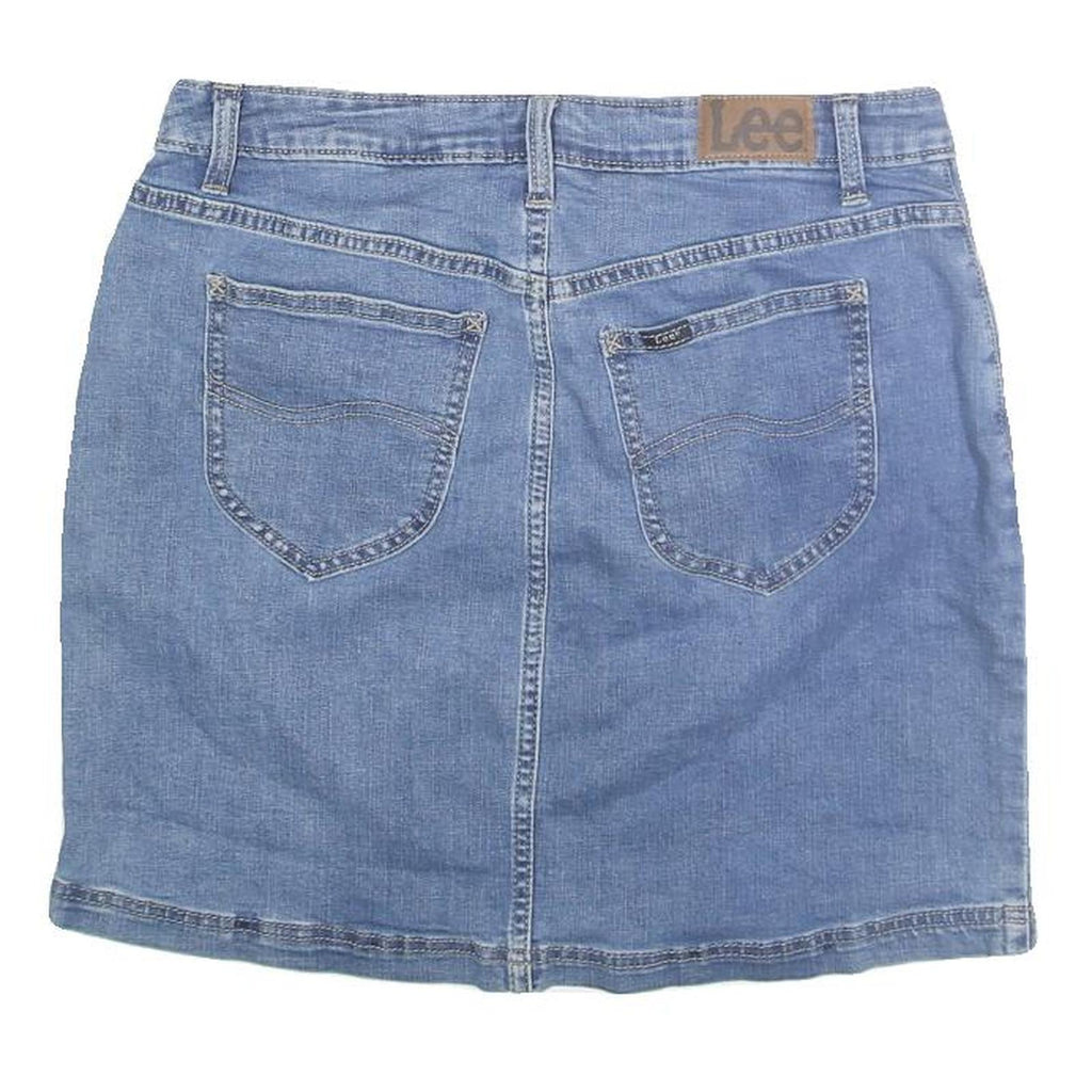 LEE Womens Blue Denim Mini Cotton Skirt M Casual Summer Classic Fit Zip