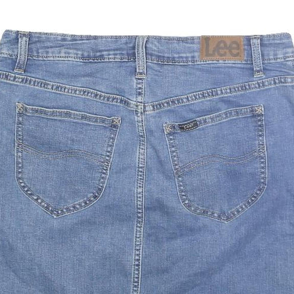 LEE Womens Blue Denim Mini Cotton Skirt M Casual Summer Classic Fit Zip