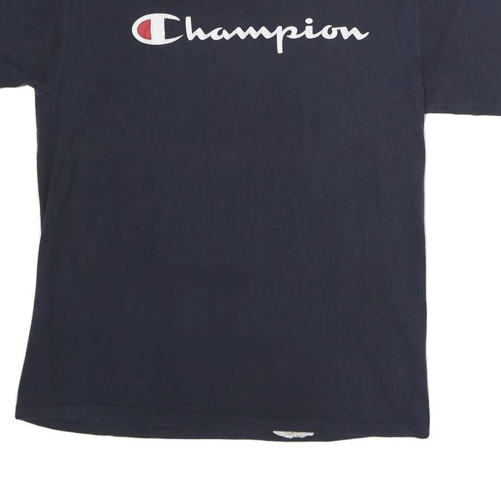 CHAMPION Mens Navy Blue Logo Graphic T-Shirt M Short Sleeve Crew Neck Cotton