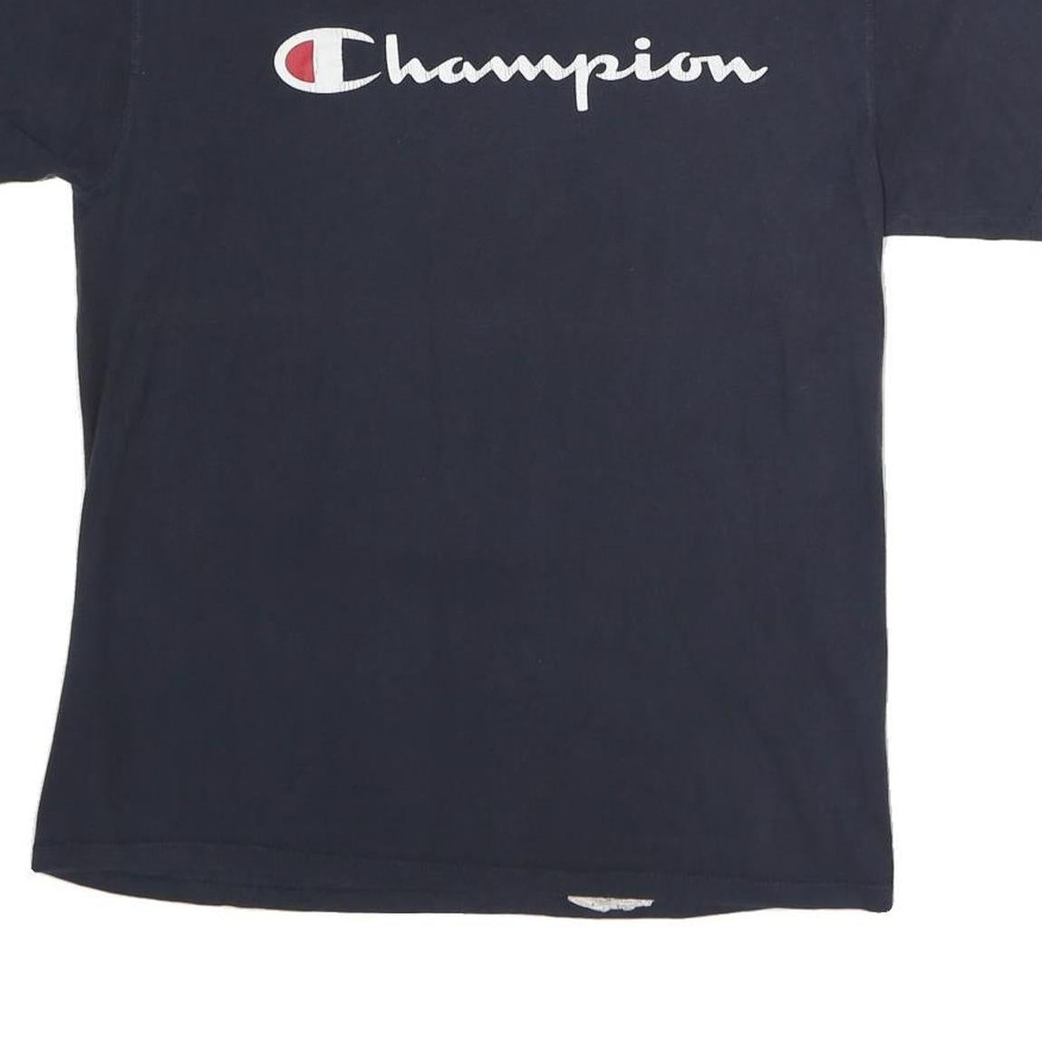 CHAMPION Mens Navy Blue Logo Graphic T-Shirt M Short Sleeve Crew Neck Cotton