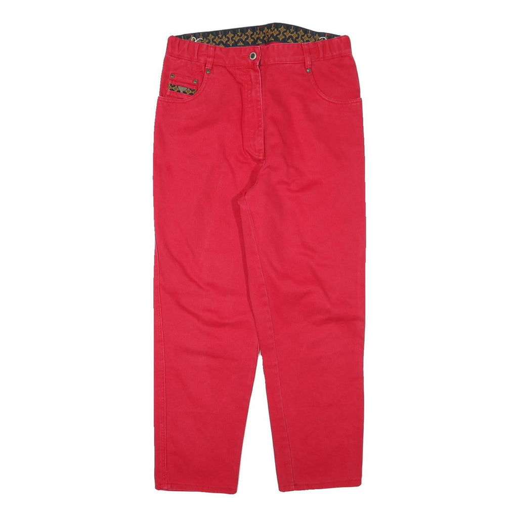 Womens Red Relaxed Jeans Cotton Blend W31 L26 Zip Pocket Detail