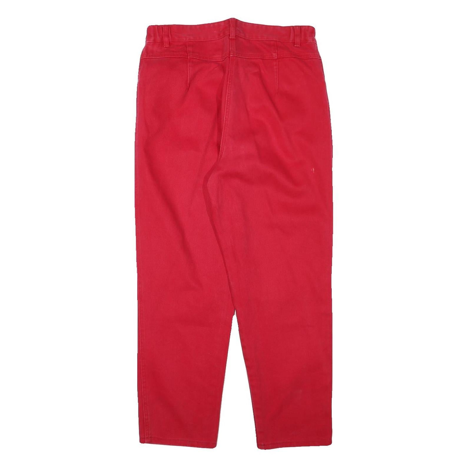 Womens Red Relaxed Jeans Cotton Blend W31 L26 Zip Pocket Detail