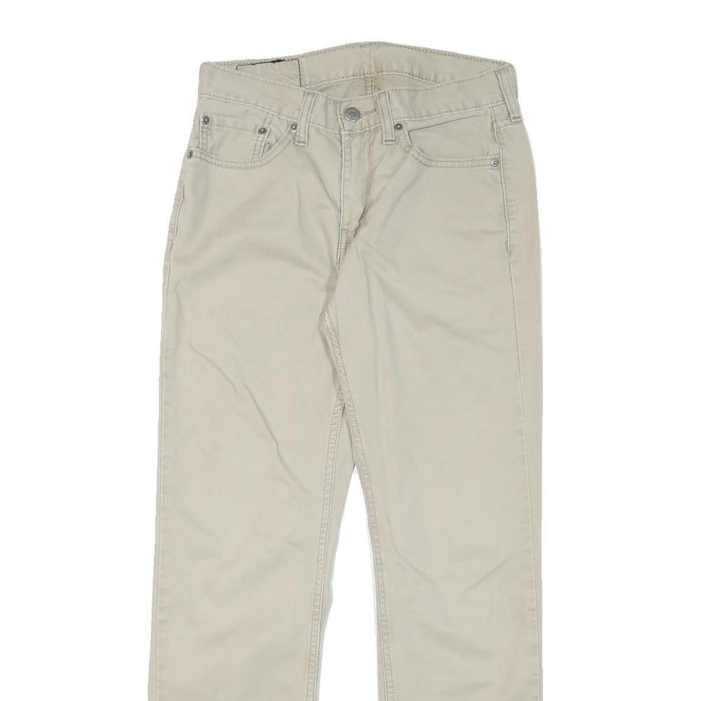 LEVI'S Mens Beige Cotton Blend Regular Straight Trousers W28 L28 Casual Zip