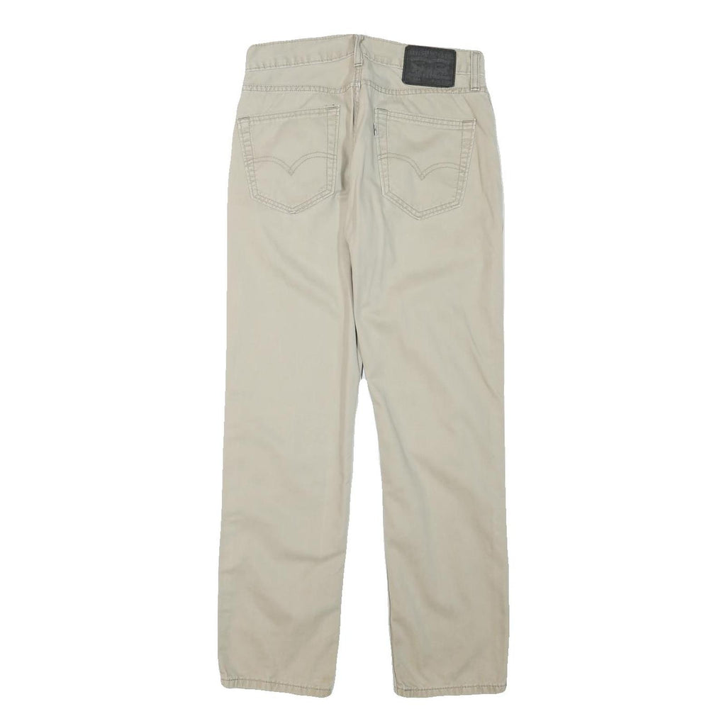 LEVI'S Mens Beige Cotton Blend Regular Straight Trousers W28 L28 Casual Zip