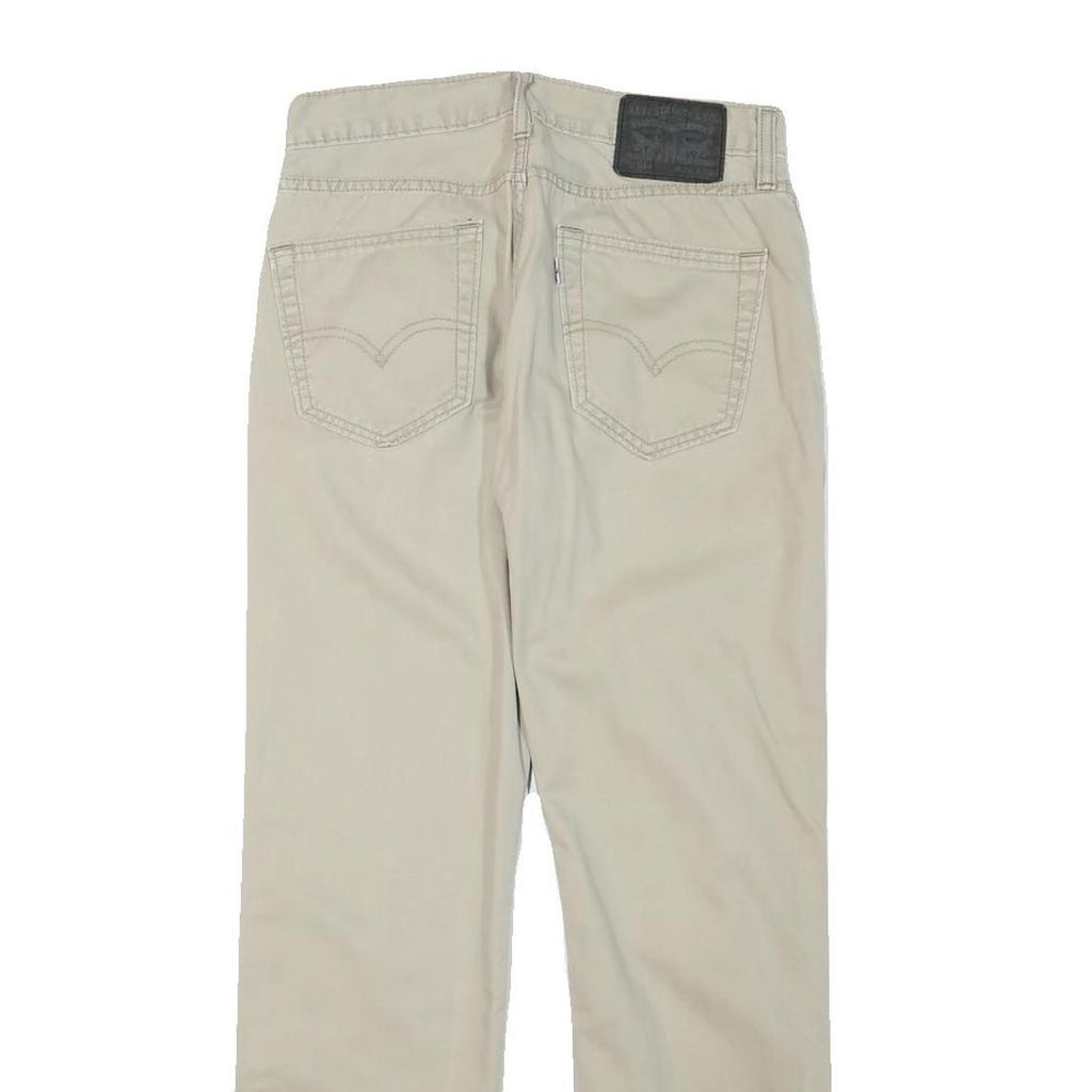 LEVI'S Mens Beige Cotton Blend Regular Straight Trousers W28 L28 Casual Zip