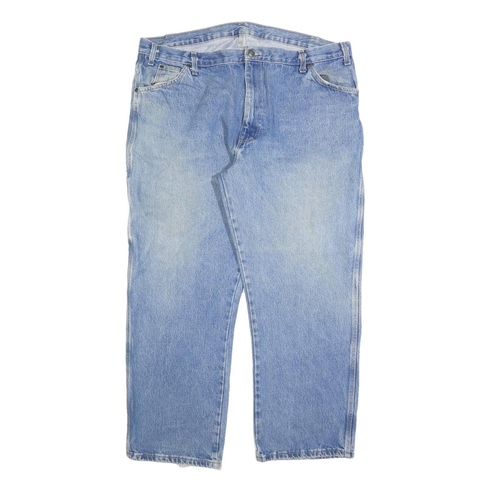 DICKIES Mens Regular Fit Straight Leg Denim Medium Wash Jeans W42 L30 Workwear