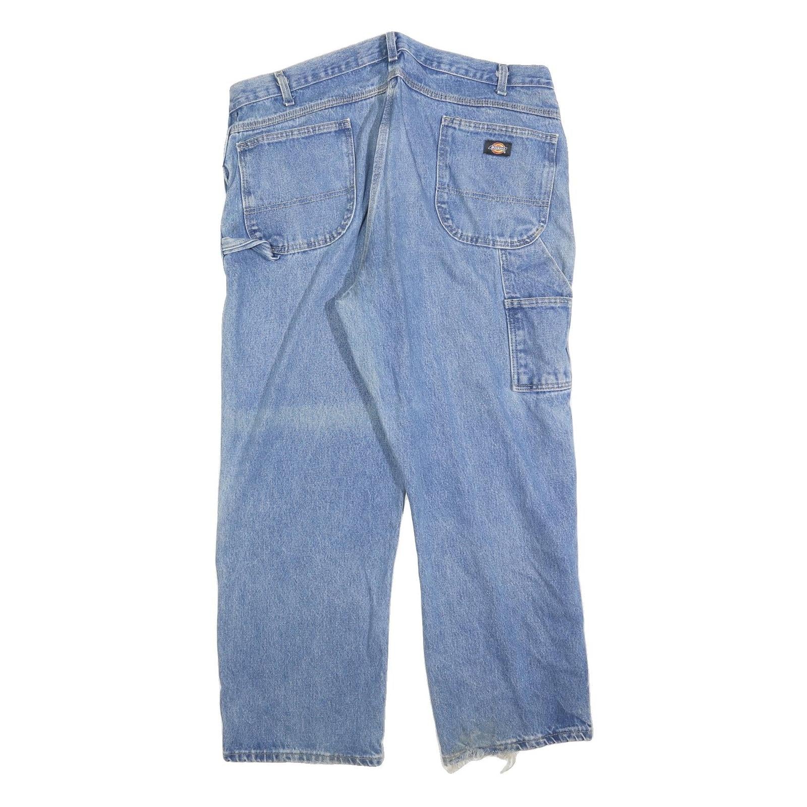 DICKIES Mens Regular Fit Straight Leg Denim Medium Wash Jeans W42 L30 Workwear