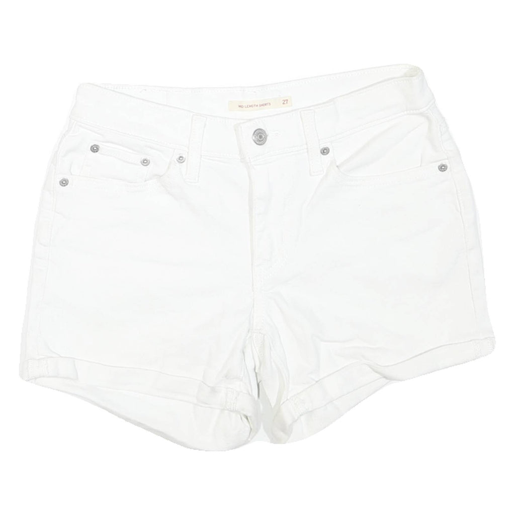 LEVI'S Womens White Casual Shorts XS W27 Cotton Blend Mid Length